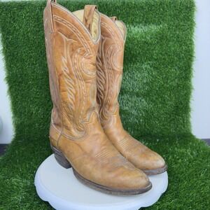 VTG Tony Llama Boots Mens 7.5DCowboy Western Embroidered Distressed Pull On USA